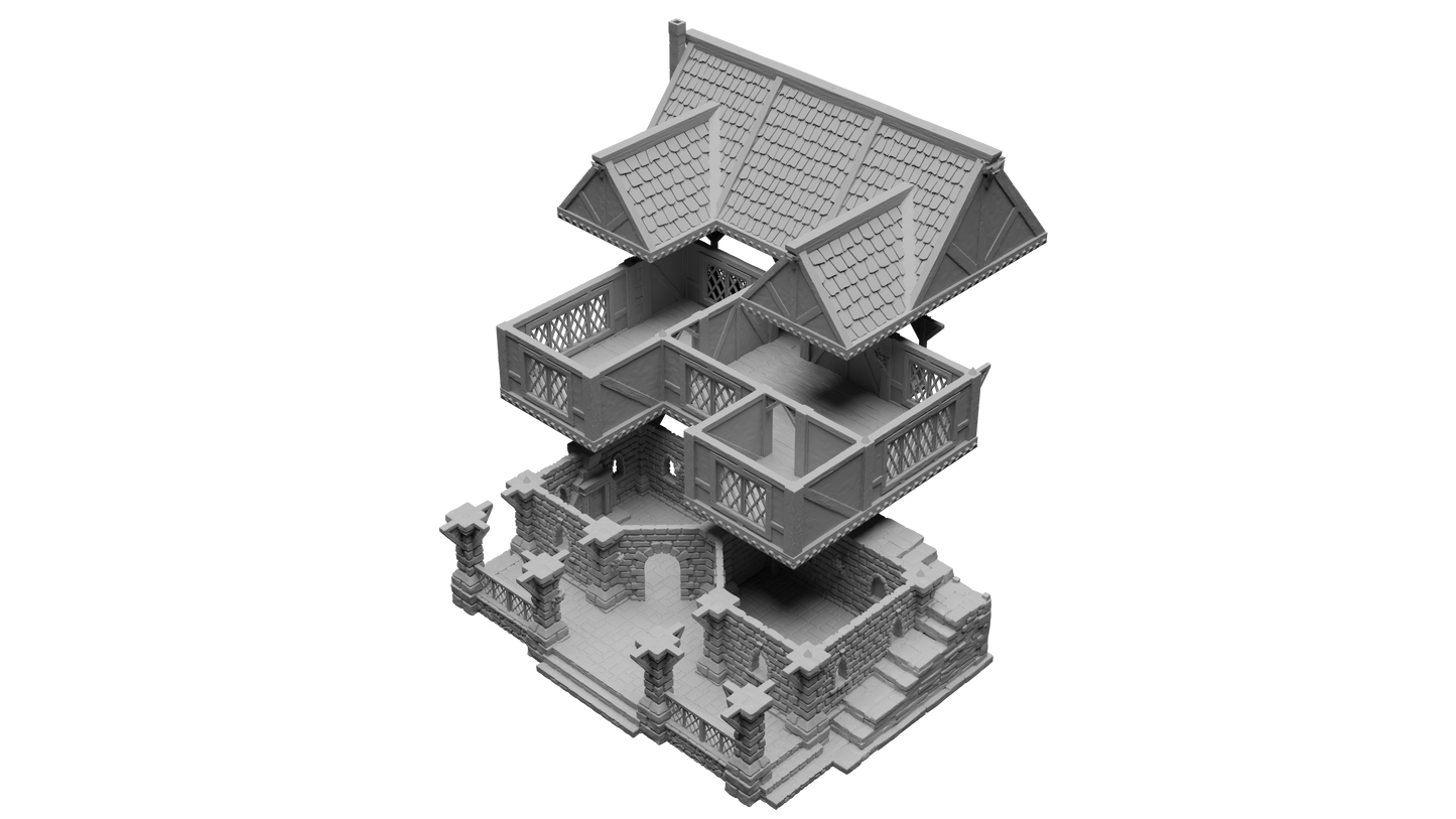 3D Printed D&D Tavern Terrain | Modular Fantasy Building for Tabletop RPGs, Miniature Wargaming, Pathfinder, and TTRPG