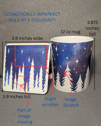 *Cosmetically Imperfect* Starry Night Mug & Coaster-Clearance Set