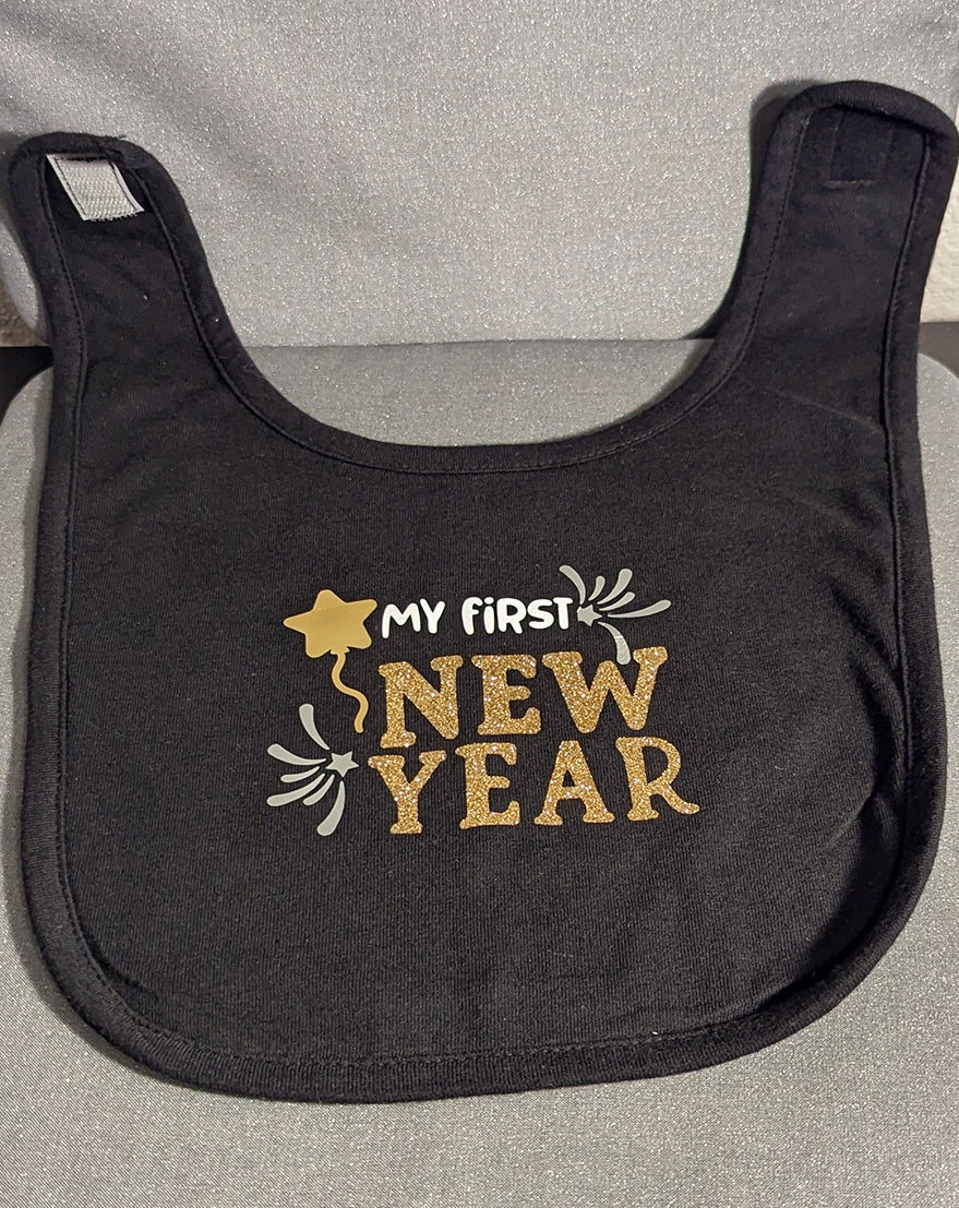 Baby Bib-"My First New Year"-Black