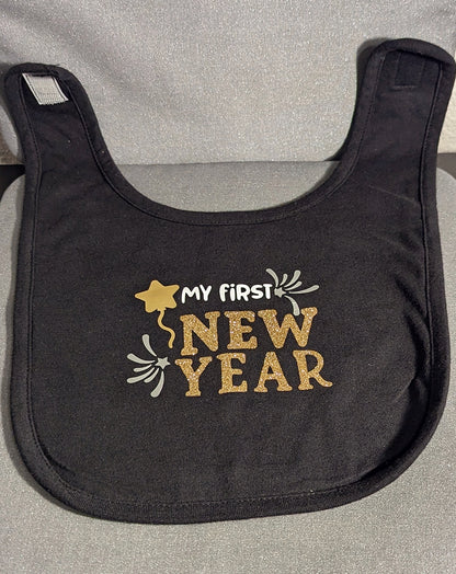 Baby Bib-"My First New Year"-Black