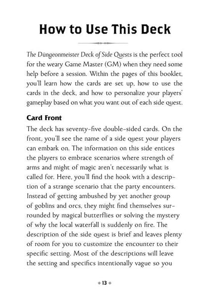 Düngeonmeister Deck of Side Quests by Jef Aldrich