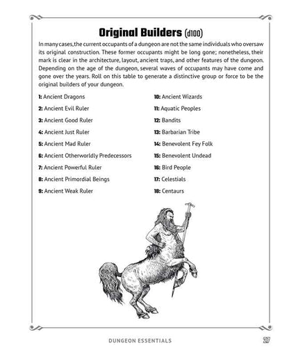 Random Tables: Dungeons and Lairs by Dr. Timm Woods